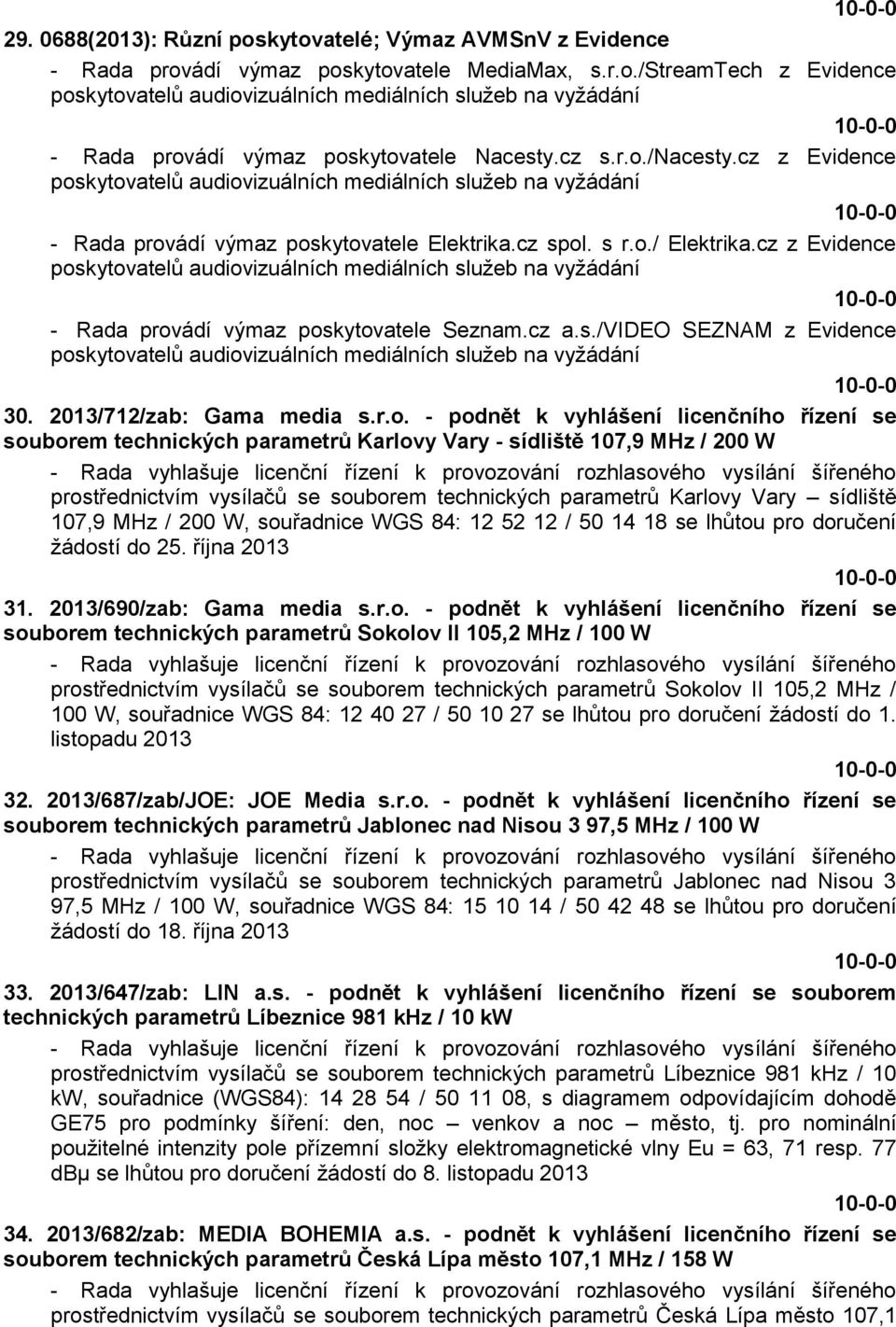 cz z Evidence poskytovatelů audiovizuálních mediálních služeb na vyžádání - Rada provádí výmaz poskytovatele Seznam.cz a.s./video SEZNAM z Evidence poskytovatelů audiovizuálních mediálních služeb na vyžádání 30.