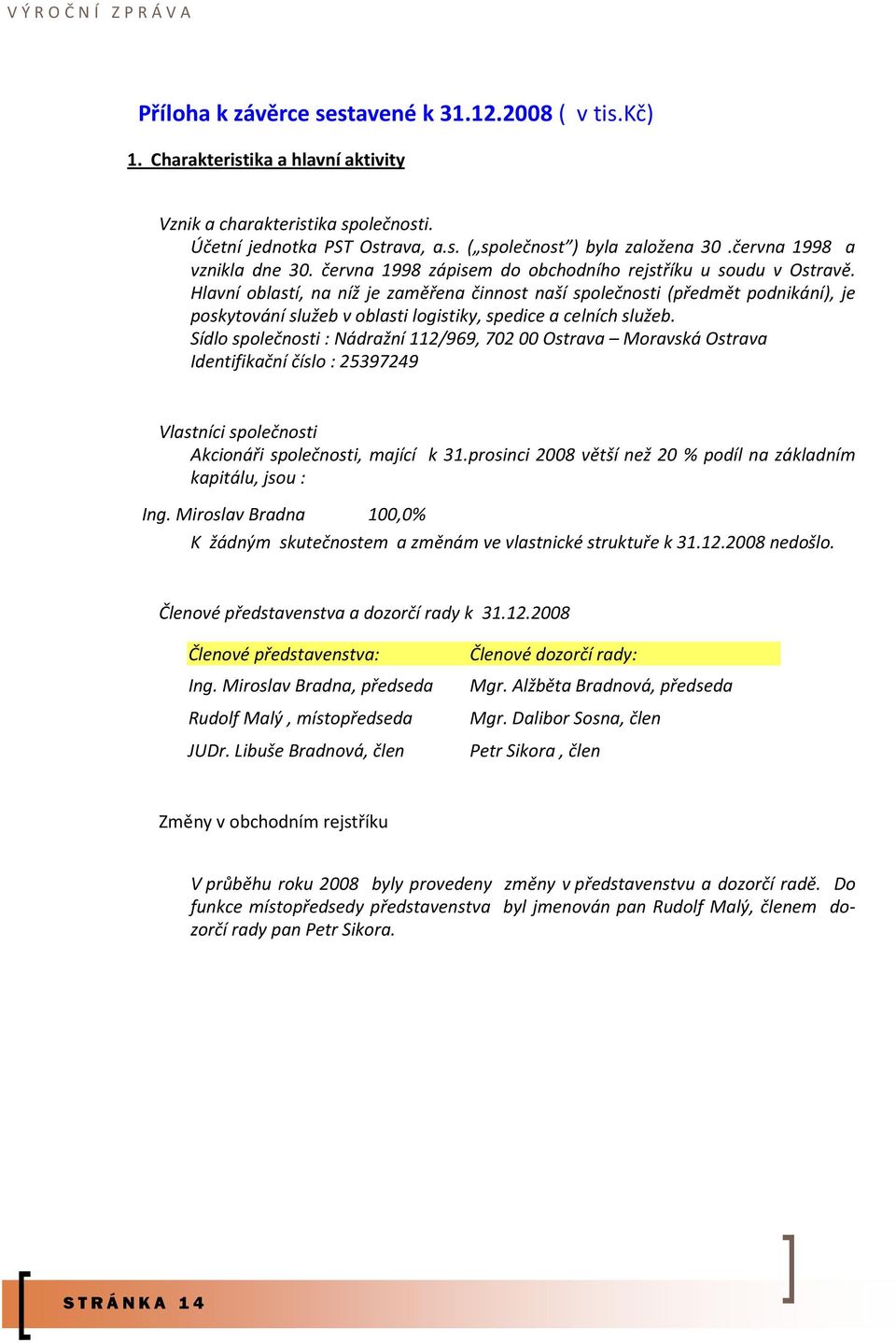 Hlavní oblastí, na níž je zaměřena činnost naší společnosti (předmět podnikání), je poskytování služeb v oblasti logistiky, spedice a celních služeb.