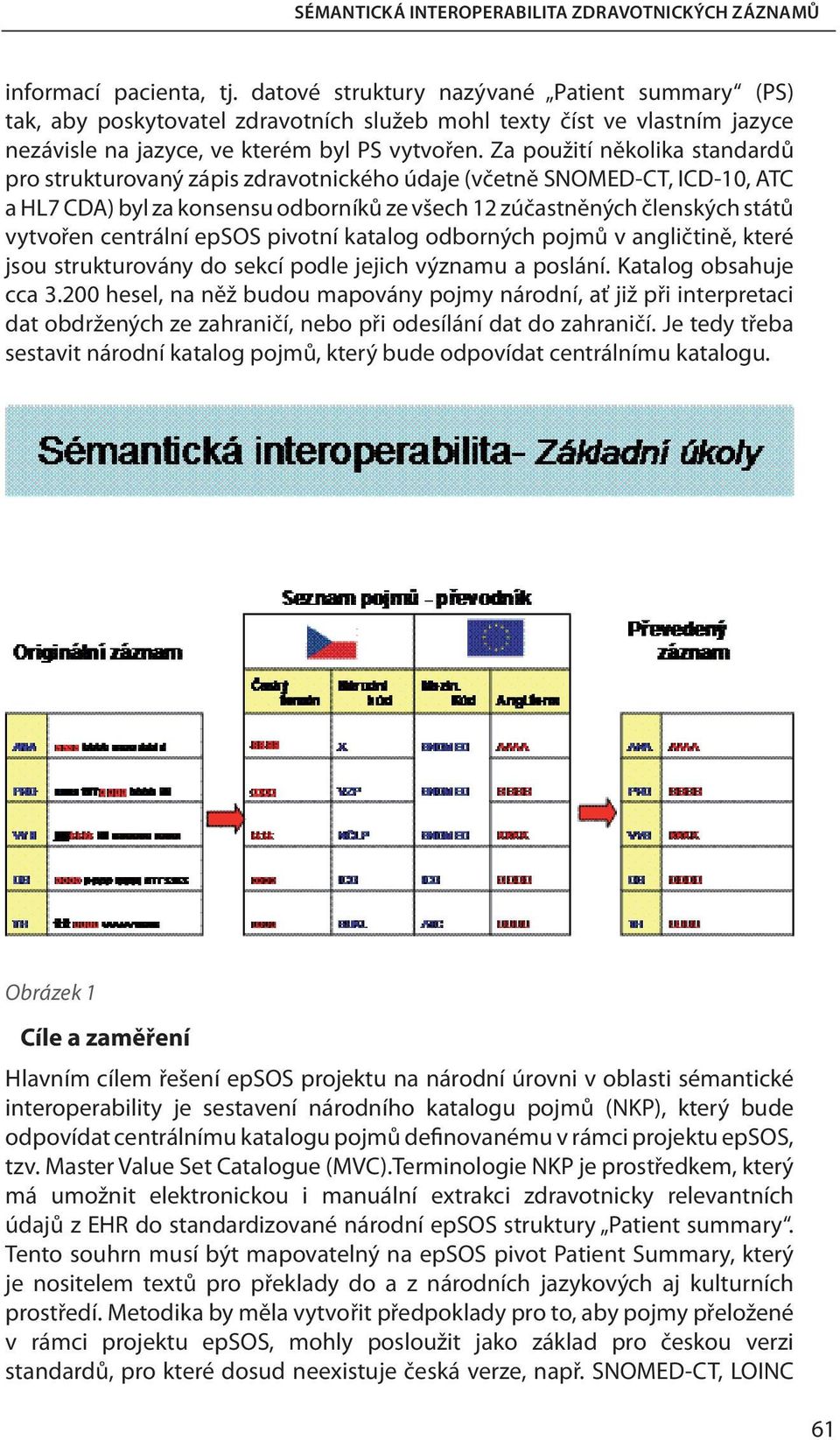 Za použití několika standardů pro strukturovaný zápis zdravotnického údaje (včetně SNOMED-CT, ICD-10, ATC a HL7 CDA) byl za konsensu odborníků ze všech 12 zúčastněných členských států vytvořen