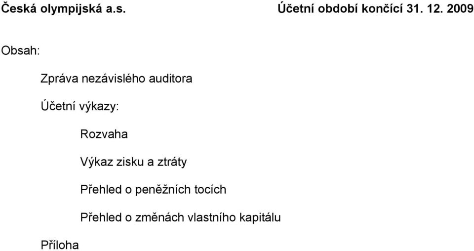 výkazy: Rozvaha Výkaz zisku a ztráty Přehled o