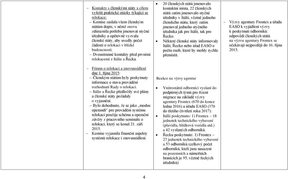 20 členských států jmenovalo kontaktní místa, 22 členských států zatím jmenovalo styčné úředníky v Itálii, včetně jednoho členského státu, který zatím jmenoval jednoho styčného úředníka jak pro