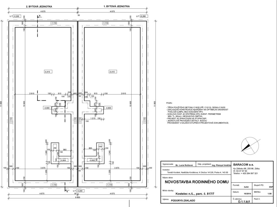 80mm + MOZIKOÁ OMÍTK; - PROJEKT JE ZPRCOÁN E STUPNI ; - JEDNOTLIÉ PROÁDĚCÍ DETILY, BUDOU PROEDENY DLŠÍCH STUPNÍCH PROJEKTOÉ DOKUMENTCE; ypracovala: Odp. projektant: Ing.