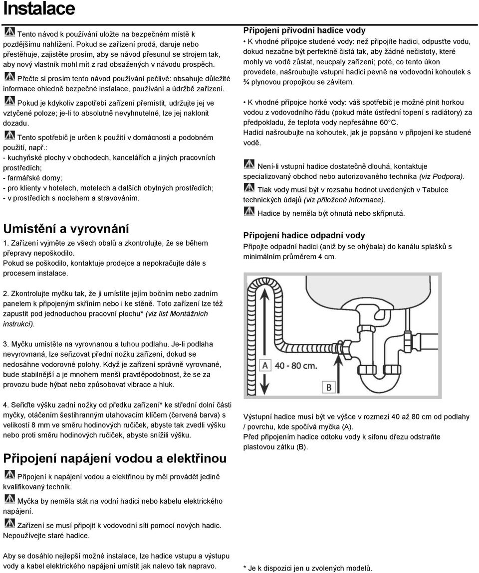 Přečte si prosím tento návod pouţívání pečlivě: obsahuje důleţité informace ohledně bezpečné instalace, pouţívání a údrţbě zařízení.