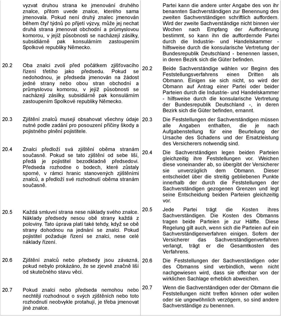 konsulárním zastoupením Spolkové republiky Německo. 20.2 Oba znalci zvolí před počátkem zjišťovacího řízení třetího jako předsedu.