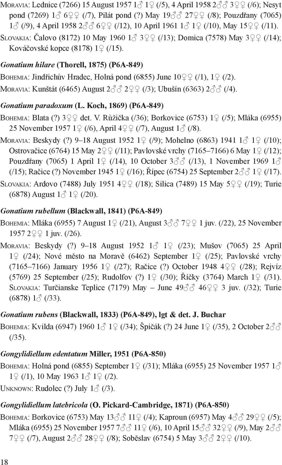 Slovakia: Čalovo (8172) 10 May 1960 1 3 (/13); Domica (7578) May 3 (/14); Kováčovské kopce (8178) 1 (/15).