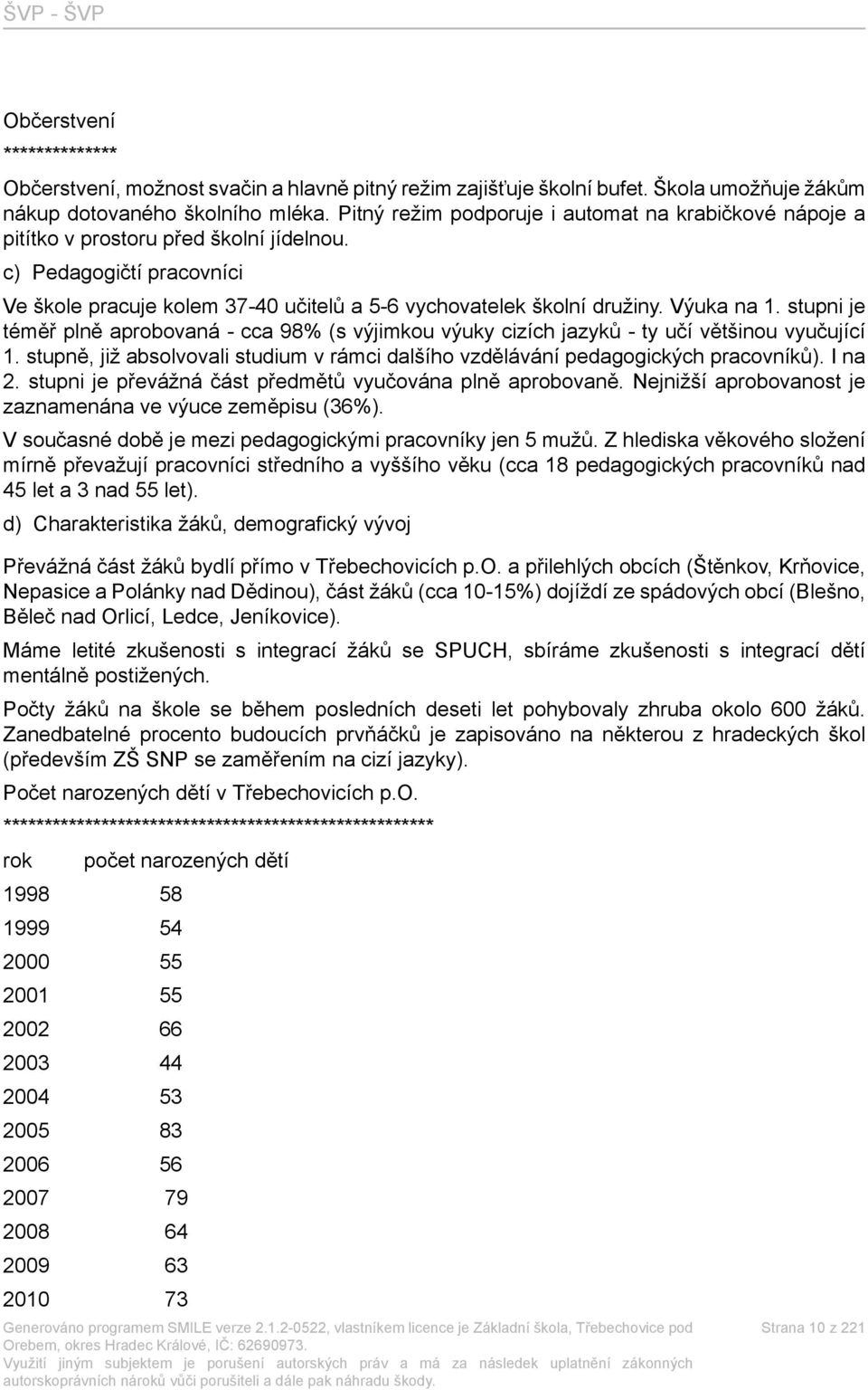 Výuka na 1. stupni je téměř plně aprobovaná - cca 98% (s výjimkou výuky cizích jazyků - ty učí většinou vyučující 1.