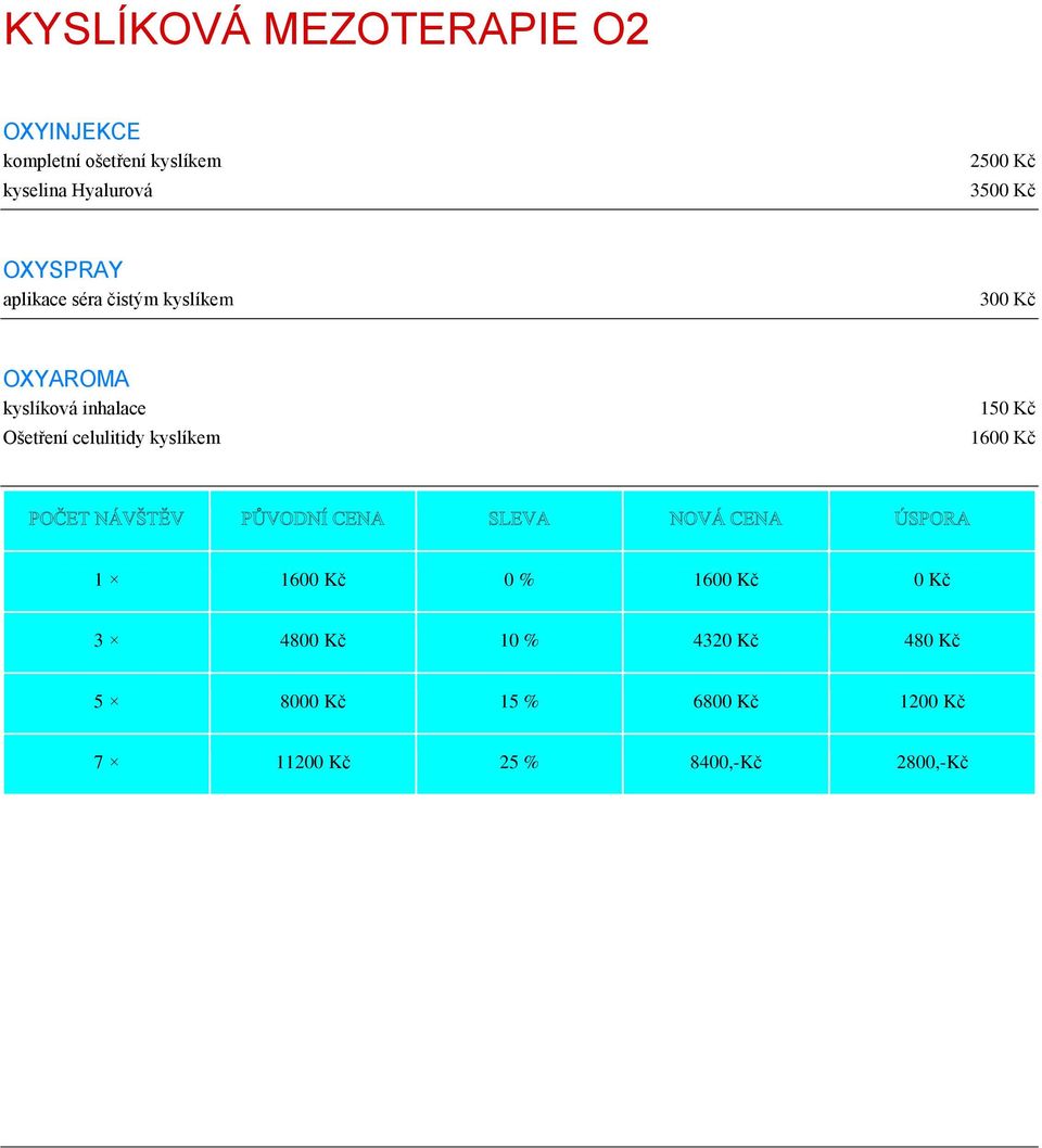 inhalace Ošetření celulitidy kyslíkem 150 Kč 1600 Kč 1 1600 Kč 0 % 1600 Kč 0 Kč 3