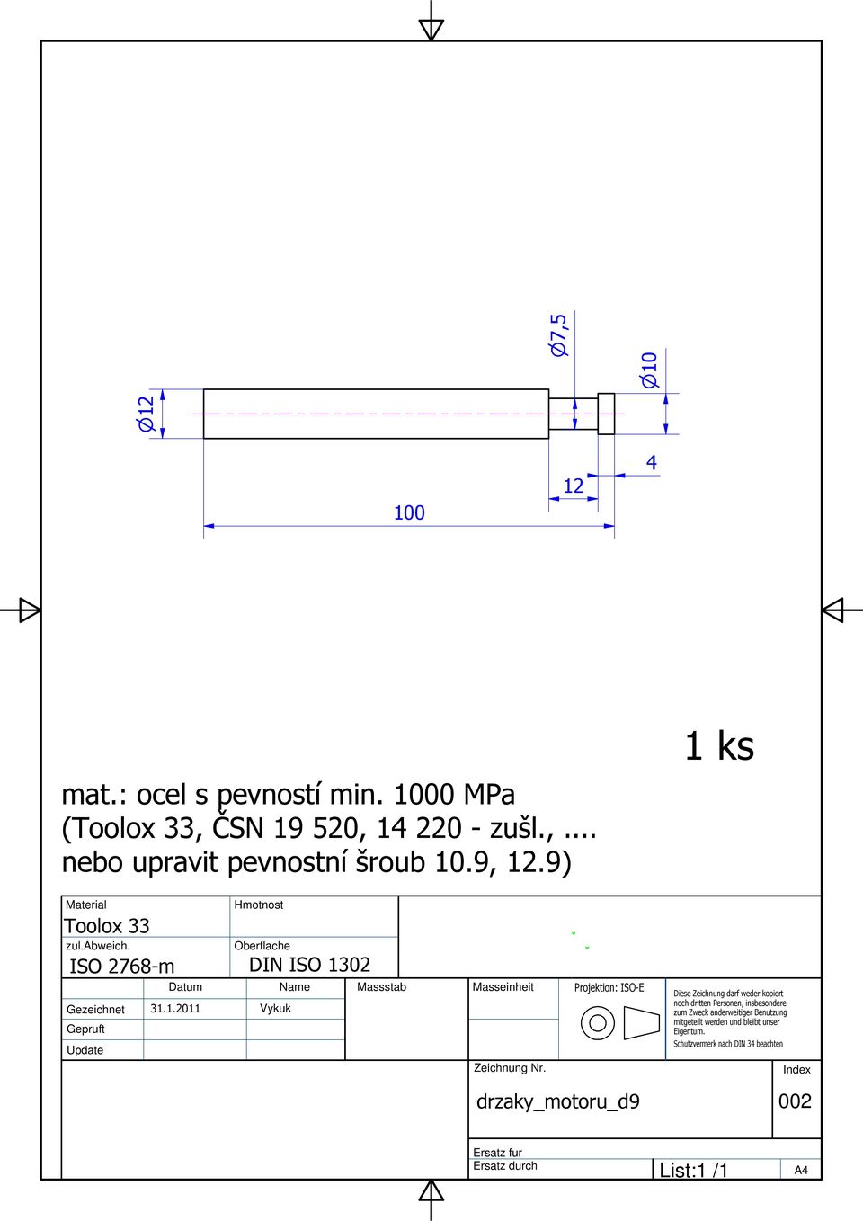 9, 1.9) 1 ks Toolox 33 ISO 768-m DIN ISO 130 Gezeichnet