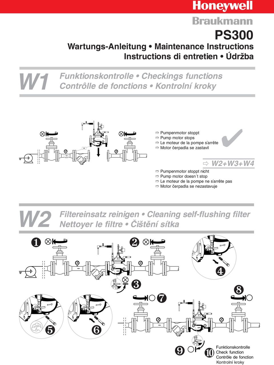 Pumpenmotor stoppt nicht Pump motor doesn t stop Le moteur de la pompe ne sárrête pas Motor čerpadla se nezastavuje W2 Filtereinsatz