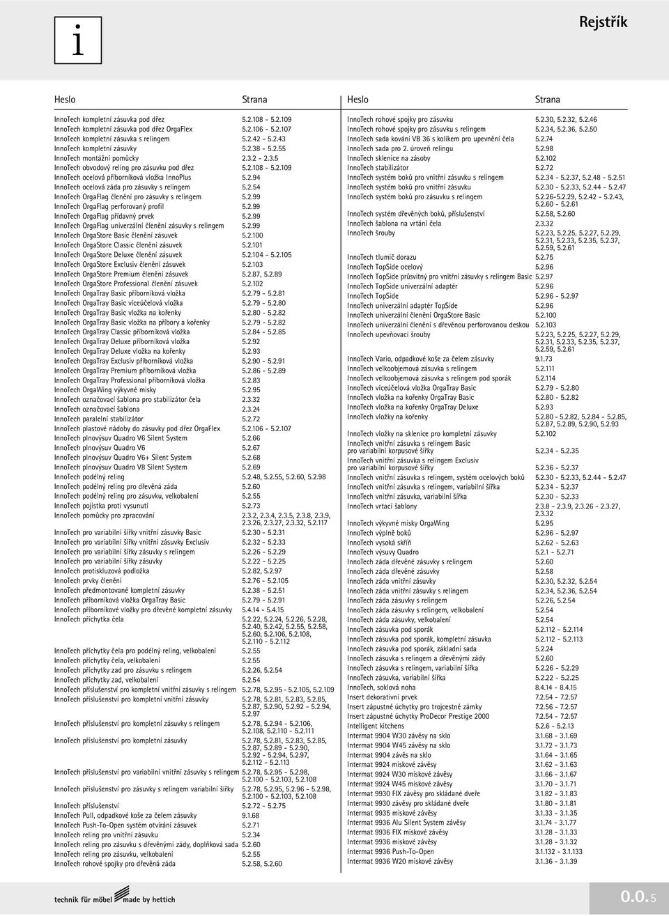 2.54 InnoTech OrgaFlag členění pro zásuvky s relingem 5.2.99 InnoTech OrgaFlag perforovaný profil 5.2.99 InnoTech OrgaFlag přídavný prvek 5.2.99 InnoTech OrgaFlag univerzální členění zásuvky s relingem 5.