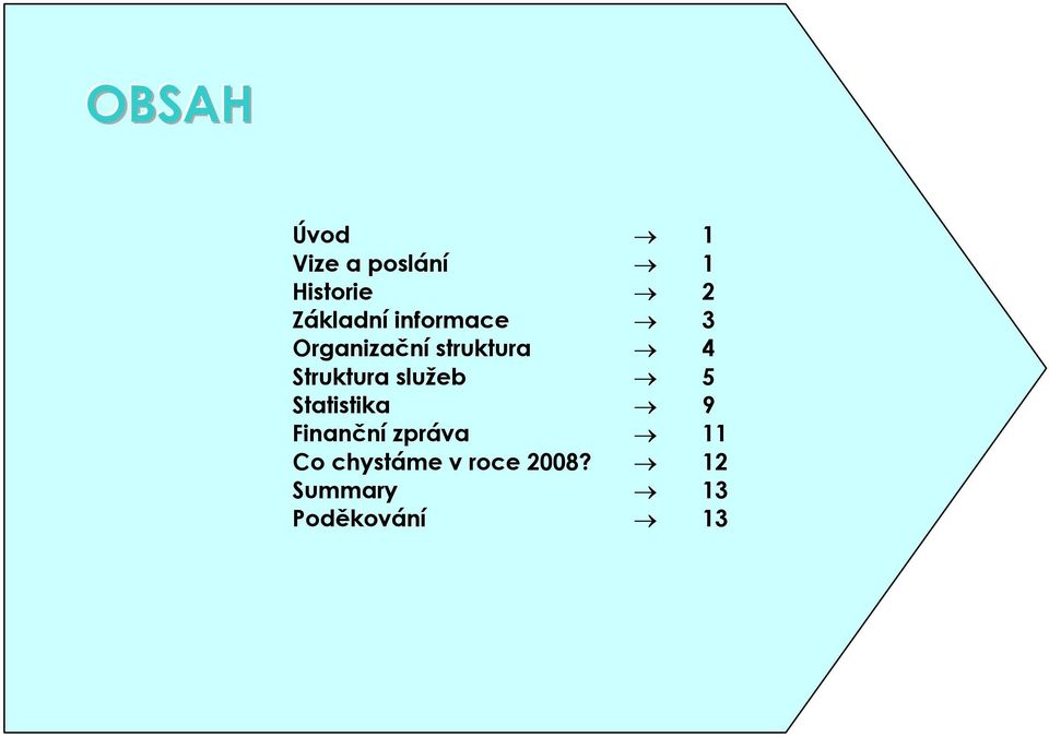 Struktura služeb 5 Statistika 9 Finanční zpráva