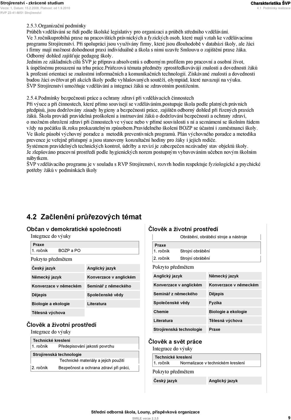 Při spolupráci jsou využívány firmy, které jsou dlouhodobě v databázi školy, ale žáci i firmy mají možnost dohodnout praxi individuálně a škola s nimi uzavře Smlouvu o zajištění praxe žáka.