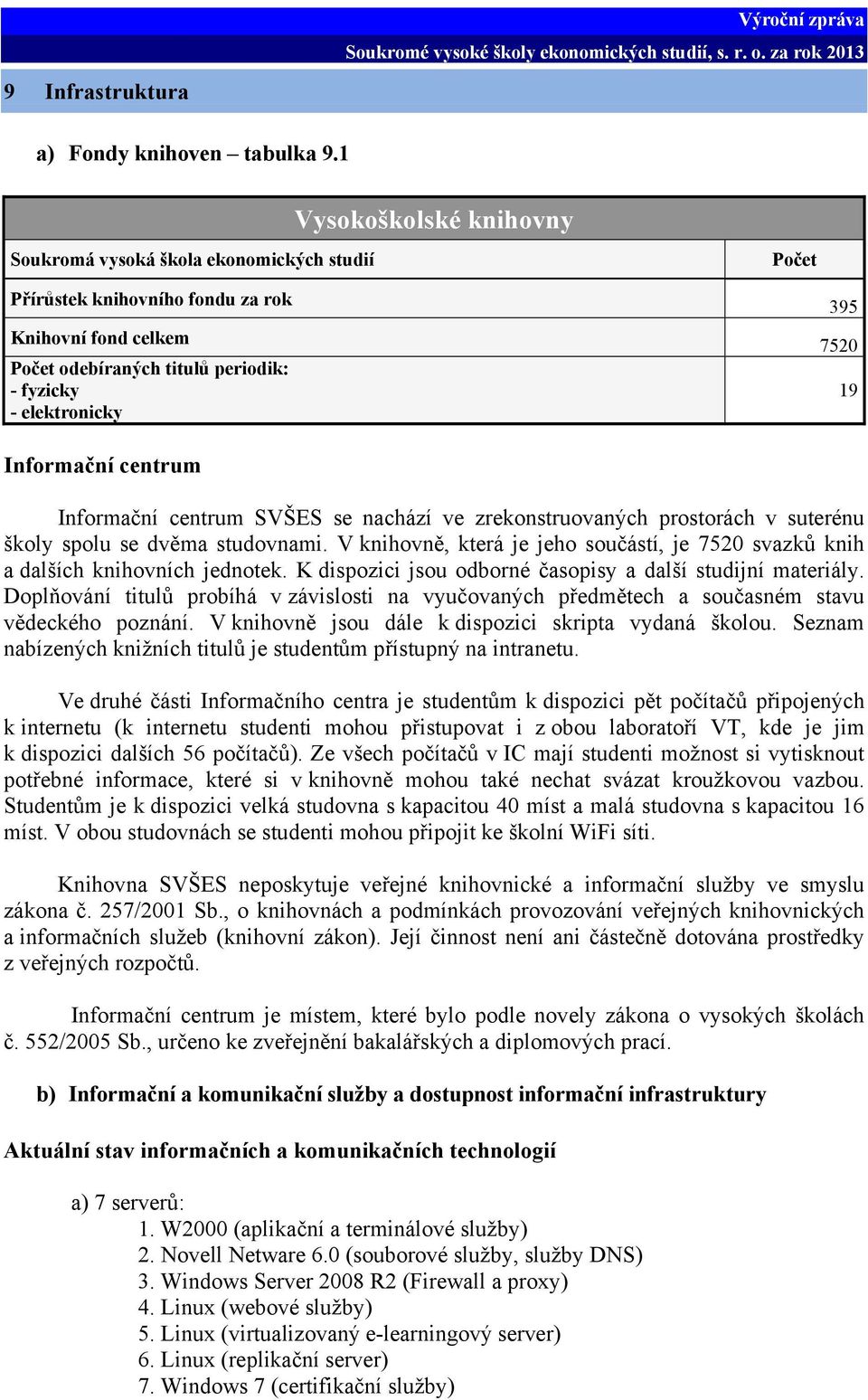 Informační centrum Informační centrum SVŠES se nachází ve zrekonstruovaných prostorách v suterénu školy spolu se dvěma studovnami.