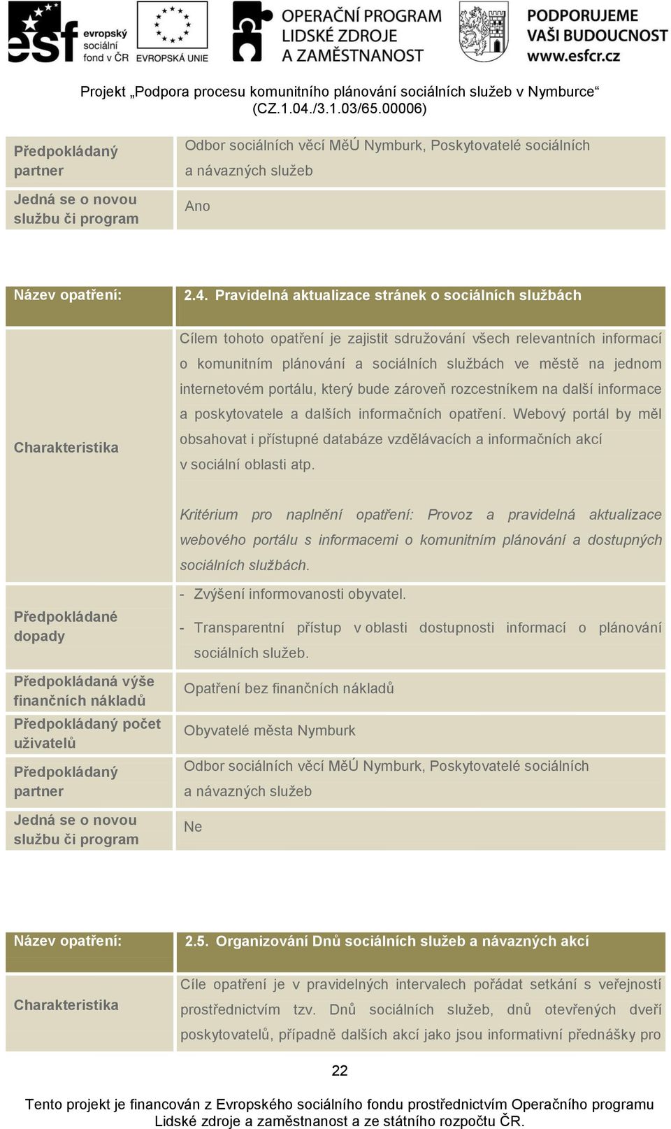 internetovém portálu, který bude zároveň rozcestníkem na další informace a poskytovatele a dalších informačních opatření.