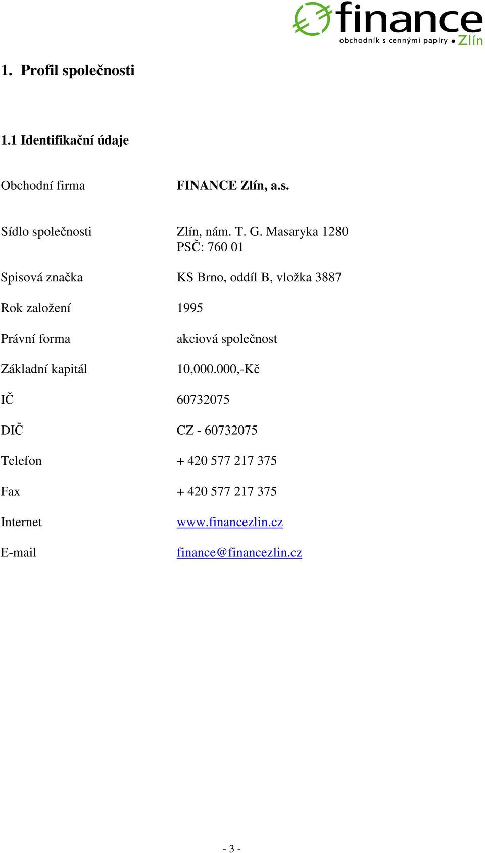 forma Základní kapitál akciová spolenost 10,000.