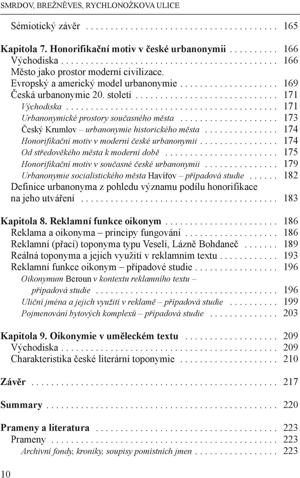 .......................................... 171 Urbanonymické prostory současného města.................... 173 Český Krumlov urbanonymie historického města.