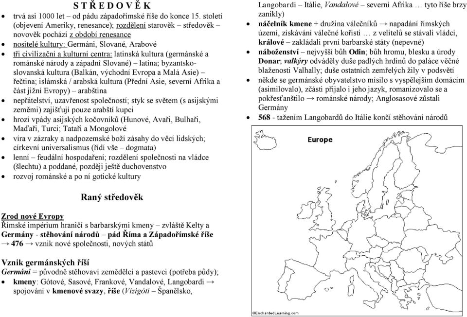 (germánské a románské národy a západní Slované) latina; byzantskoslovanská kultura (Balkán, východní Evropa a Malá Asie) řečtina; islámská / arabská kultura (Přední Asie, severní Afrika a část jižní