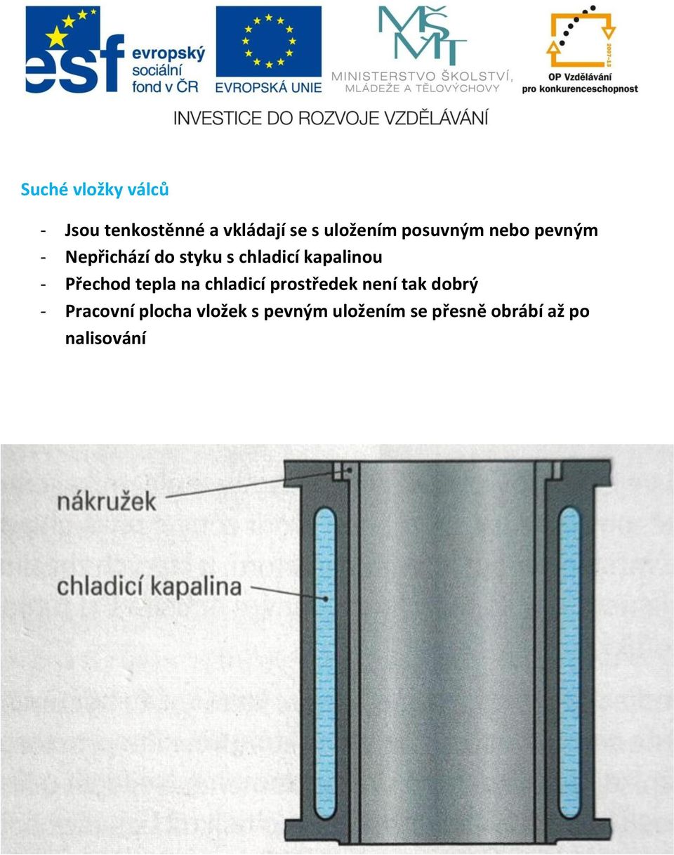 - Přechod tepla na chladicí prostředek není tak dobrý - Pracovní