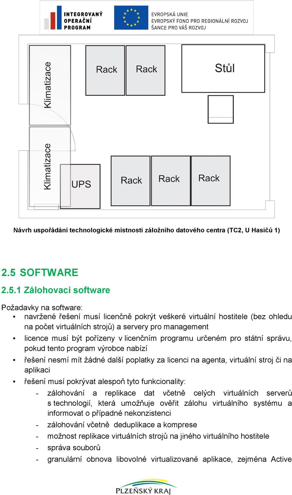 1 Zálohovací software Požadavky na software: navržené řešení musí licenčně pokrýt veškeré virtuální hostitele (bez ohledu na počet virtuálních strojů) a servery pro management licence musí být