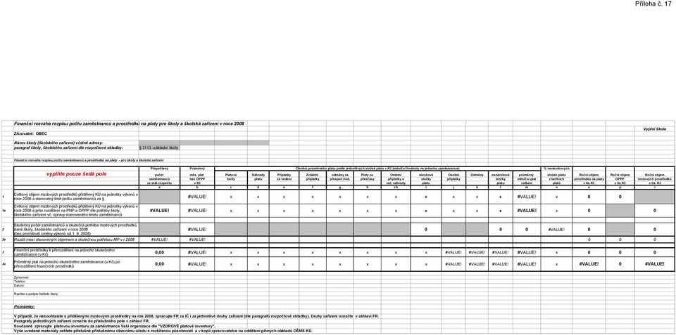 28 a jeho rozdělení na PNP a OPPP dle potřeby školy, #VALUE! #VALUE! x x x x x x x x x x x #VALUE! x 2 dané školy, školského zařízení v roce 28 (bez promítnutí změny výkonů od 1. 9.