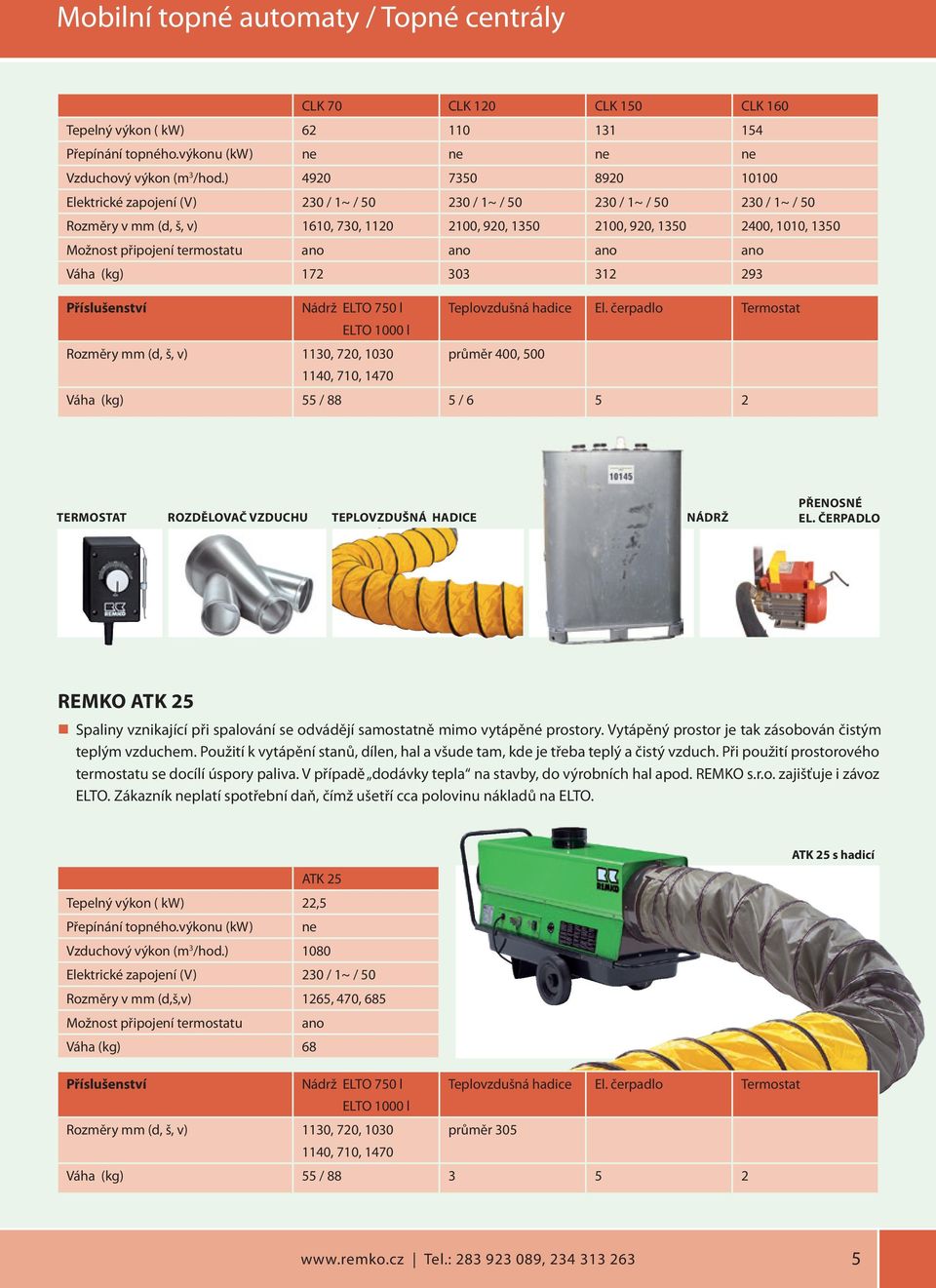 připojení termostatu ano ano ano ano Váha (kg) 172 303 312 293 Nádrž ELTO 750 l Teplovzdušná hadice El.