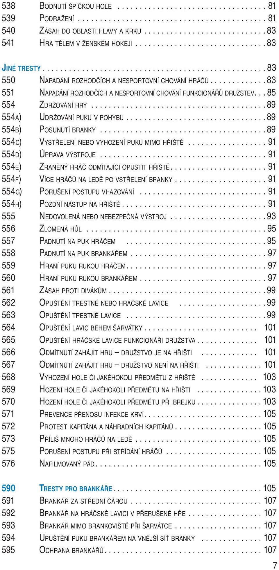 ............ 83 551 NAPADÁNÍ ROZHODČÍCH A NESPORTOVNÍ CHOVÁNÍ FUNKCIONÁŘŮ DRUŽSTEV... 85 554 ZDRŽOVÁNÍ HRY........................................ 89 554A) UDRŽOVÁNÍ PUKU V POHYBU.