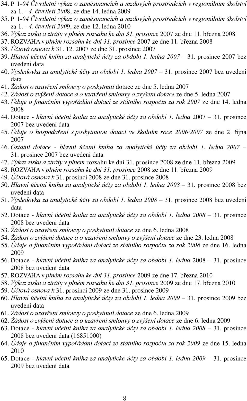 prosince 2007 ze dne 11. března 2008 37. ROZVAHA v plném rozsahu ke dni 31. prosince 2007 ze dne 11. března 2008 38. Účtová osnova k 31. 12. 2007 ze dne 31. prosince 2007 39.