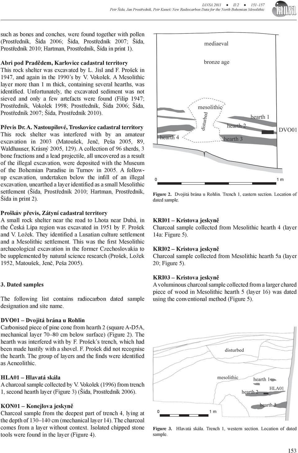 A Mesolithic layer more than 1 m thick, containing several hearths, was identified.