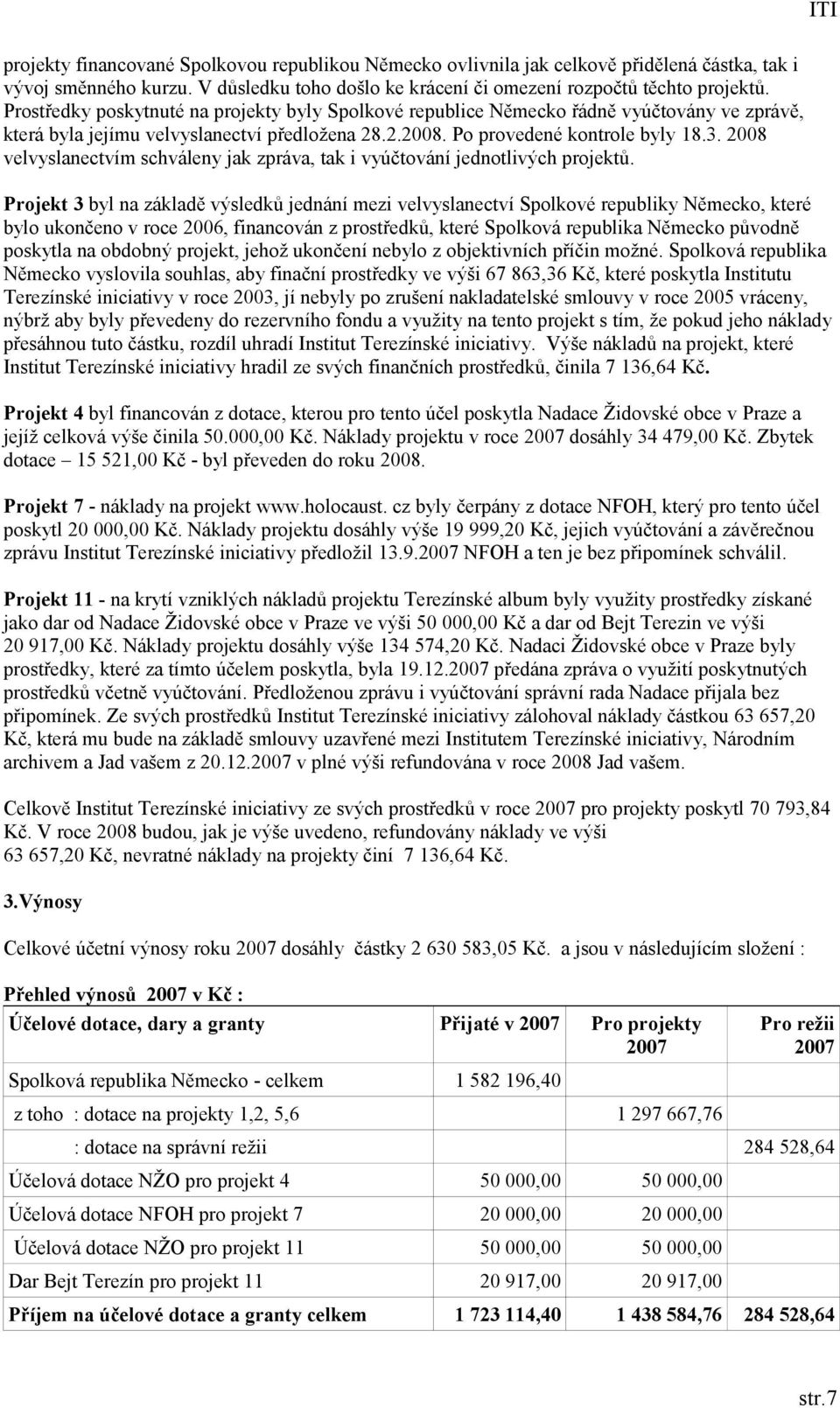 2008 velvyslanectvím schváleny jak zpráva, tak i vyúčtování jednotlivých projektů.