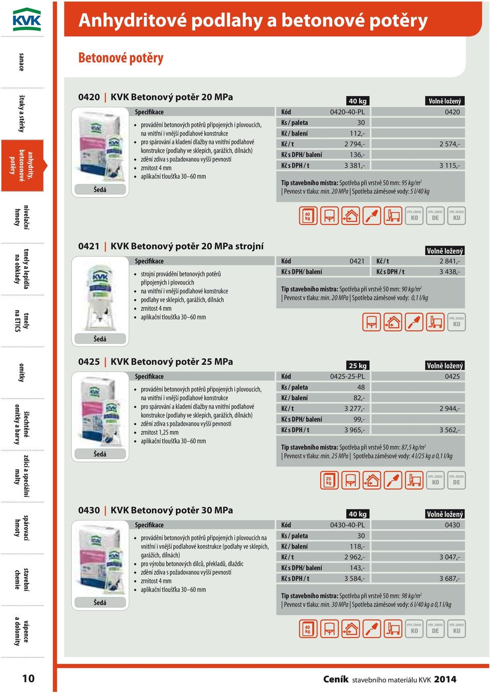 toušťka 30 60 mm Ks / paeta 30 Kč / baení 112,- Kč / t 2 794,- 2 574,- Kč s DPH/ baení 136,- Kč s DPH / t 3 381,- 3 115,- Tip ho mistra: Spotřeba při vrstvě 50 mm: 95 /m 2 Pevnost v taku: min.