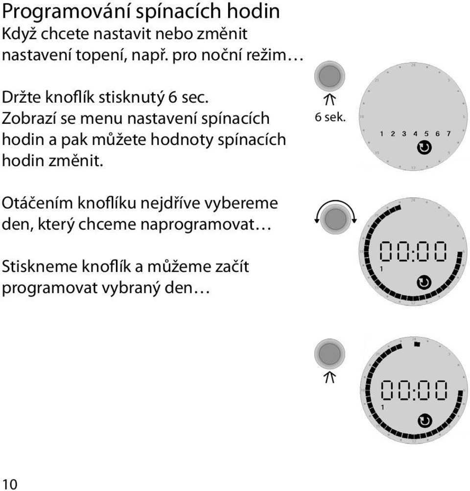 Zobrazí se menu nastavení spínacích hodin a pak můžete hodnoty spínacích hodin změnit.