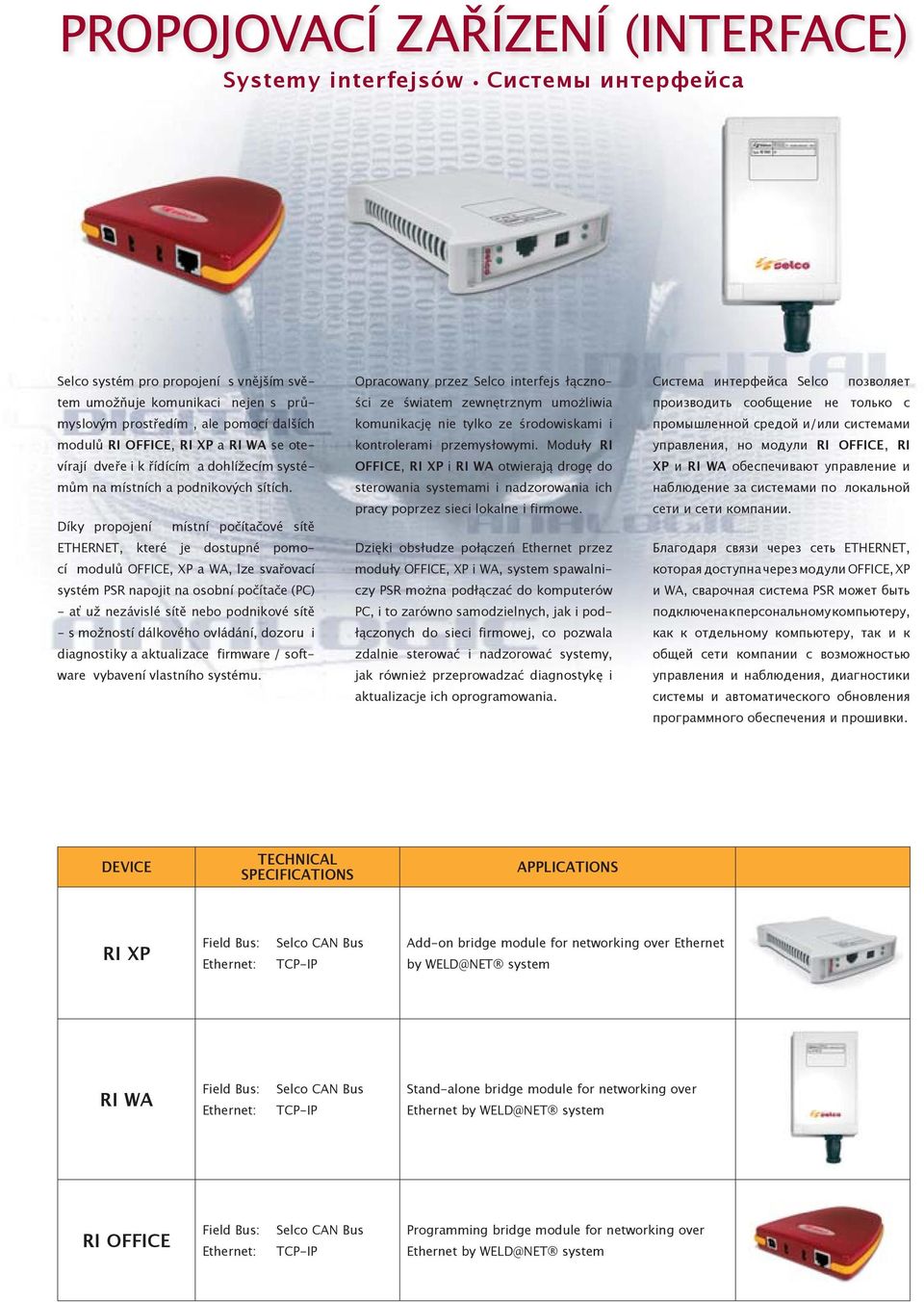 Díky propojení místní počítačové sítě ETHERNET, které je dostupné pomocí modulů OFFICE, XP a WA, lze svařovací systém PSR napojit na osobní počítače (PC) - ať už nezávislé sítě nebo podnikové sítě -