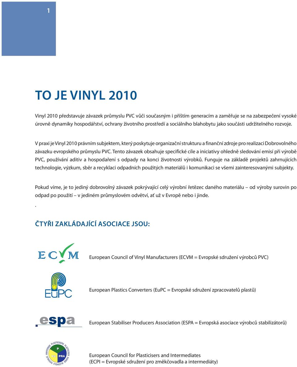 V praxi je Vinyl 2010 právním subjektem, který poskytuje organizační strukturu a finanční zdroje pro realizaci Dobrovolného závazku evropského průmyslu PVC.