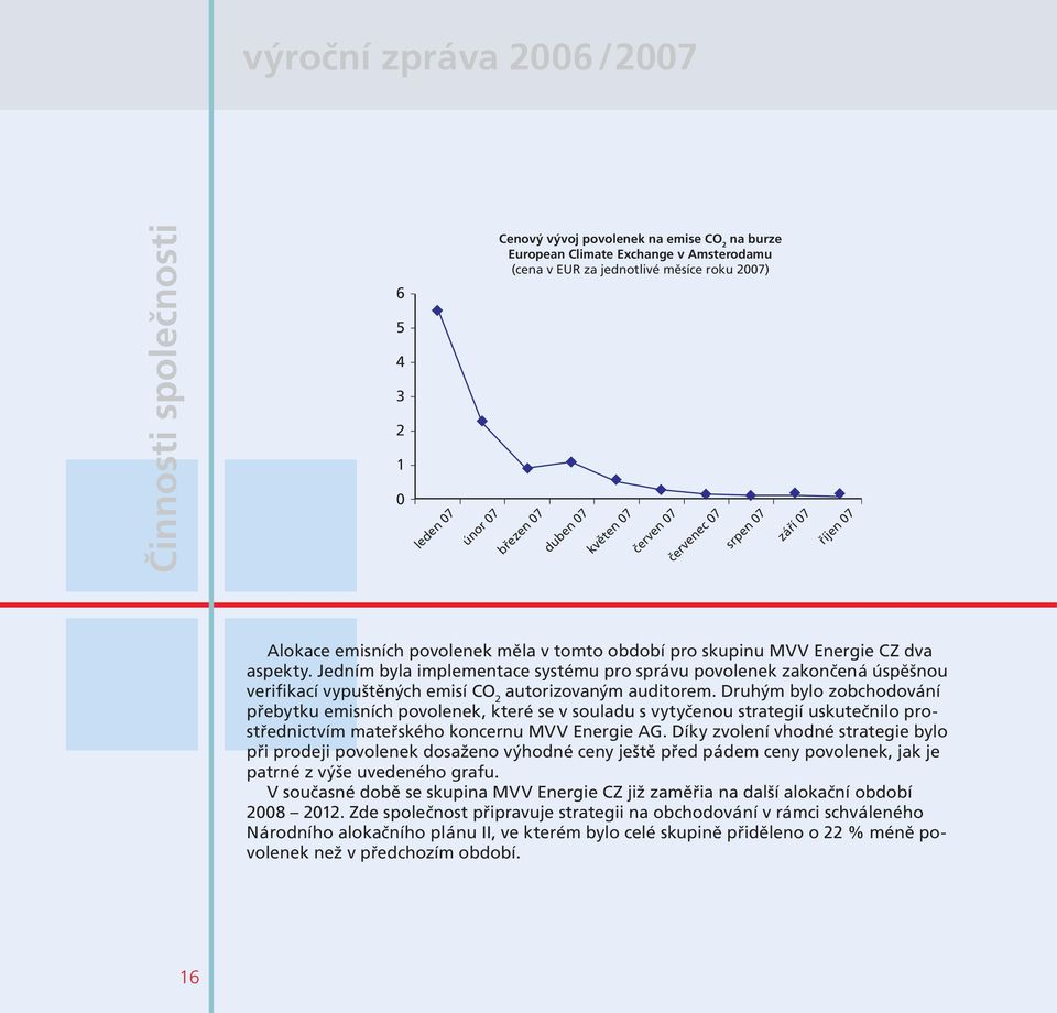 Jedním byla implementace systému pro správu povolenek zakončená úspěšnou verifikací vypuštěných emisí CO 2 autorizovaným auditorem.