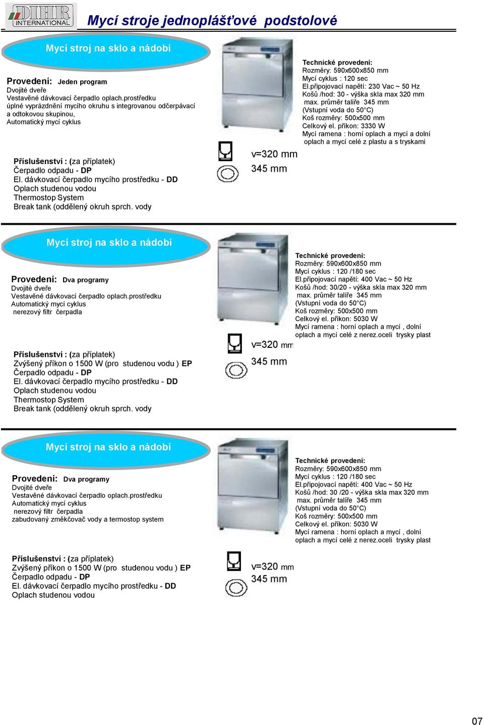 průměr talíře 345 mm Koš rozměry: 500x500 mm Celkový el.