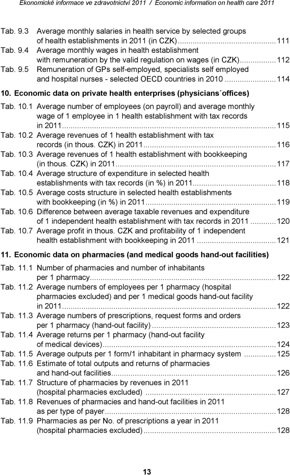 ..112 Remuneration of GPs self-employed, specialists self employed and hospital nurses - selected OECD countries in 2010...114 10. Economic data on private health enterprises (physicians offices) Tab.