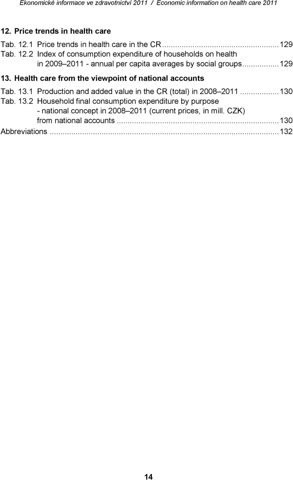 2 Index of consumption expenditure of households on health in 2009 2011 - annual per capita averages by social groups...129 13.