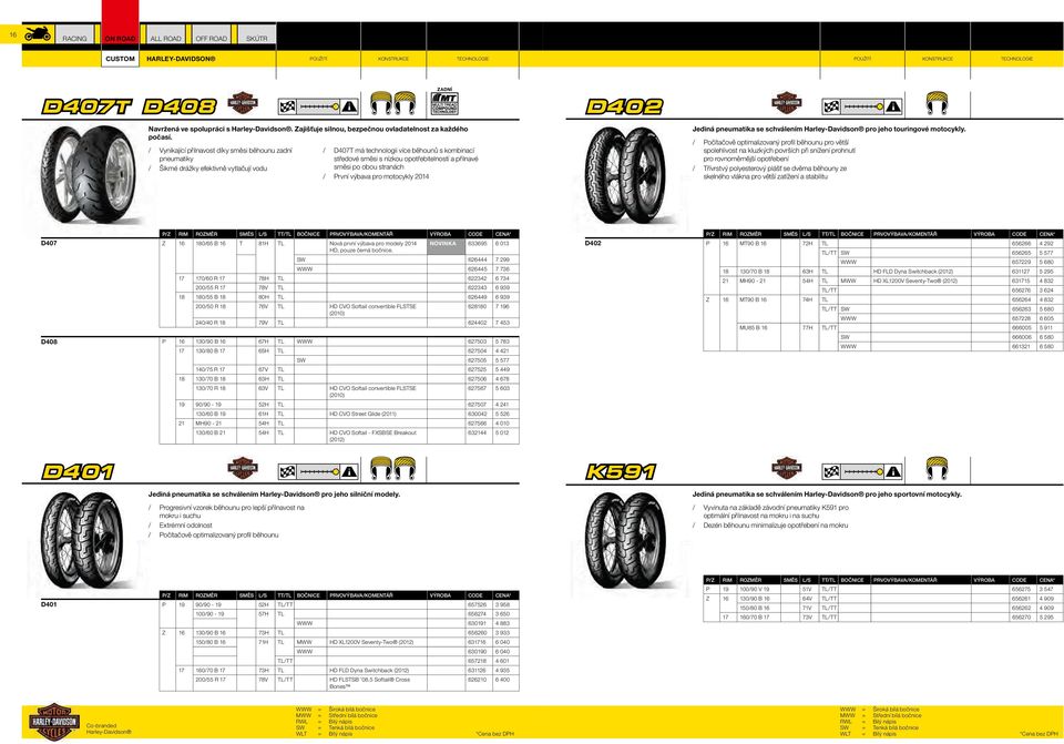 směsi po obou stranách / První výbava pro motocykly 2014 Jediná pneumatika se schválením Harley-Davidson pro jeho touringové motocykly.