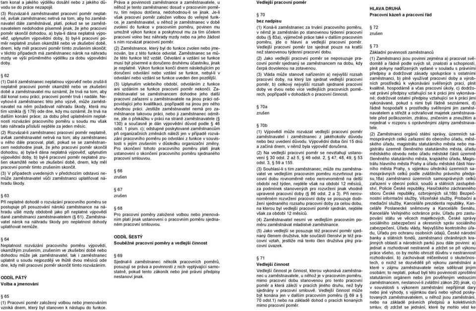 pracovní poměr skončil dohodou, a) byla-li dána neplatná výpověď, uplynutím výpovědní doby, b) byl-li pracovní poměr neplatně okamžitě nebo ve zkušební době, dnem, kdy měl pracovní poměr tímto ím