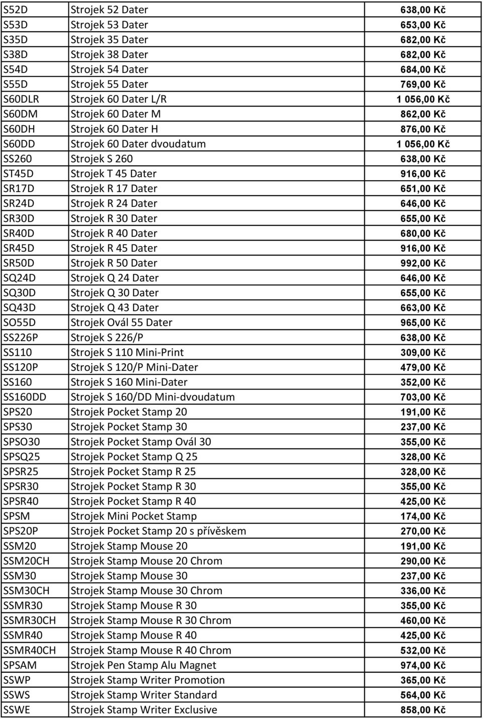 Dater 916,00 Kč SR17D Strojek R 17 Dater 651,00 Kč SR24D Strojek R 24 Dater 646,00 Kč SR30D Strojek R 30 Dater 655,00 Kč SR40D Strojek R 40 Dater 680,00 Kč SR45D Strojek R 45 Dater 916,00 Kč SR50D