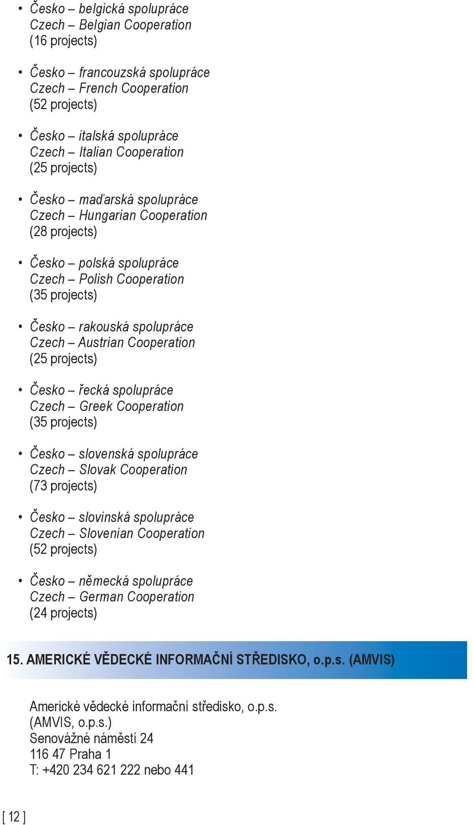 Česko řecká spolupráce Czech Greek Cooperation (35 projects) Česko slovenská spolupráce Czech Slovak Cooperation (73 projects) Česko slovinská spolupráce Czech Slovenian Cooperation (52 projects)