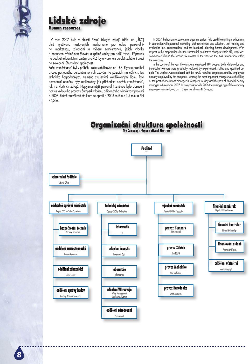 Přípravou na podstatné kvalitativní změny pro ŘLZ bylo v druhém pololetí zahájení prací na zavedení ISM v rámci společnosti. Počet zaměstnanců byl v průběhu roku stabilizován na 187.