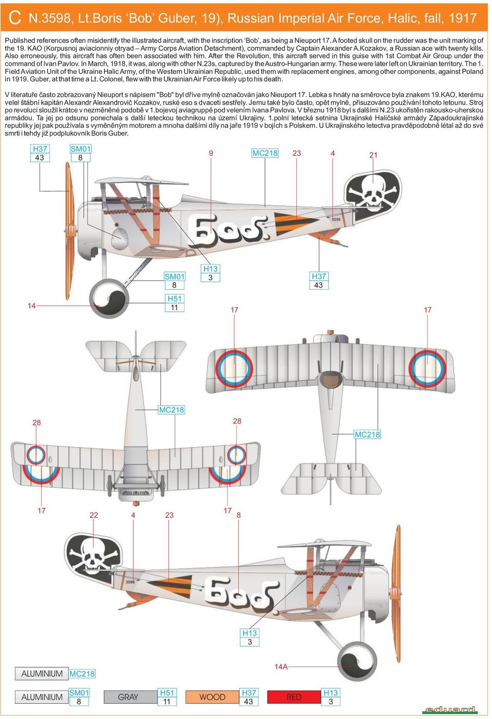 Kozakov, a Russian ace with twenty kills. Also erroneously, this aircraft has often been associated with him.