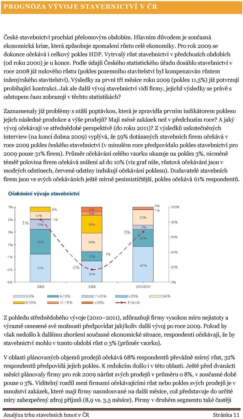 Podle údajů Českého statistického úřadu dosáhlo stavebnictví v roce 2008 jiţ nulového růstu (pokles pozemního stavitelství byl kompenzován růstem inţenýrského stavitelství).