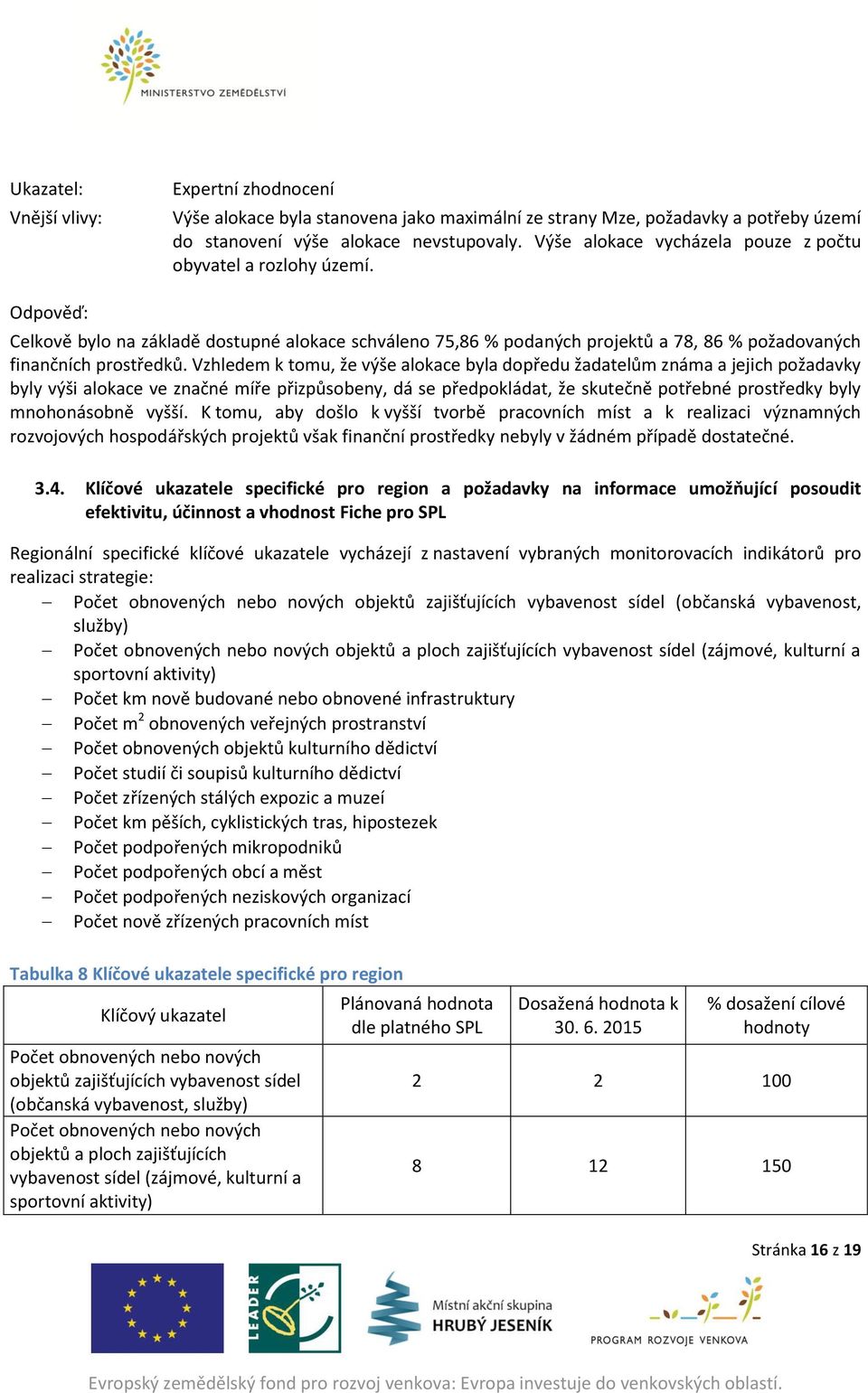 Vzhledem k tomu, že výše alokace byla dopředu žadatelům známa a jejich požadavky byly výši alokace ve značné míře přizpůsobeny, dá se předpokládat, že skutečně potřebné prostředky byly mnohonásobně