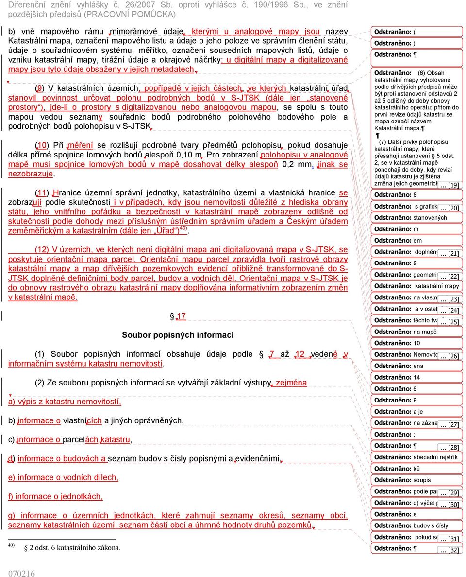 (9) V katastrálních územích, popřípadě v jejich částech, ve kterých katastrální úřad stanovil povinnost určovat polohu podrobných bodů v S-JTSK (dále jen stanovené prostory ), jde-li o prostory s