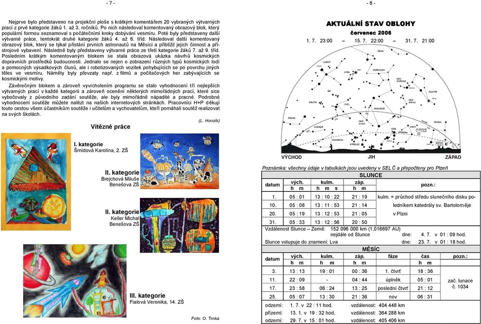 až 6. tříd. Následoval další komentovaný obrazový blok, který se týkal přistání prvních astronautů na Měsíci a přiblížil jejich činnost a přístrojové vybavení.