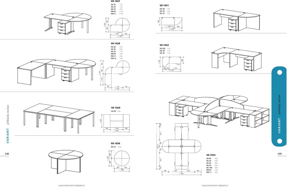 23 příklady sestav VA 1029 VA 49 4 ks VA 1030 VA 37 4 ks příklady sestav 148 VA