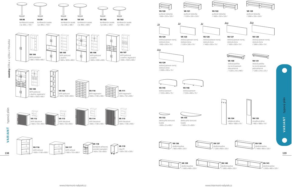 600, v. 500 / VA 103 konferenční stolek / pr. 800, v.