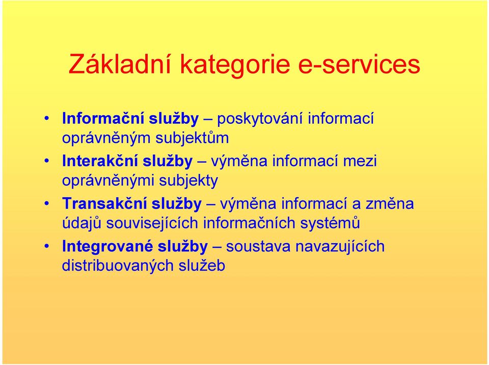 subjekty Transakční služby výměna informací a změna údajů souvisejících